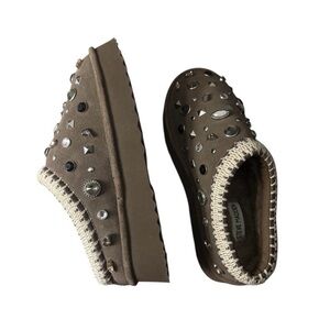 Steve Madden SELENA GREY SUEDE RHINESTONES slip ons